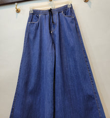 Denim Blue Dori Elastic Waist Denim Trousers for Girls & Women