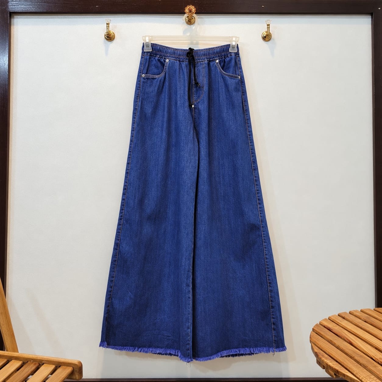 Denim Blue Dori Elastic Waist Denim Trousers for Girls & Women
