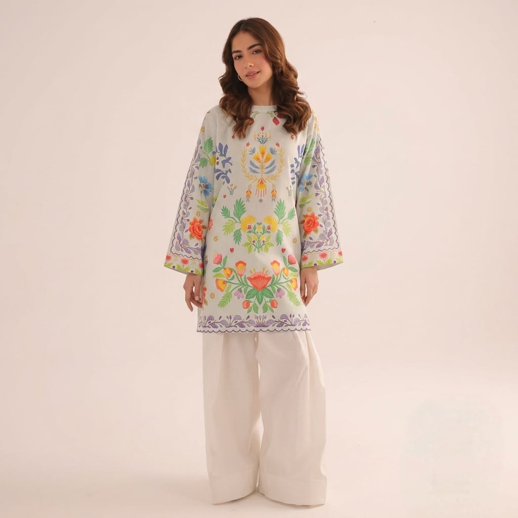 Women’s Printed Co-Ord Set – Elegant Floral Top & Wide-Leg Pants 2-Piece Outfit - Set 03