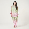 Women’s Printed Co-Ord Set – Elegant Floral Top & Wide-Leg Pants 2-Piece Outfit Set - 01