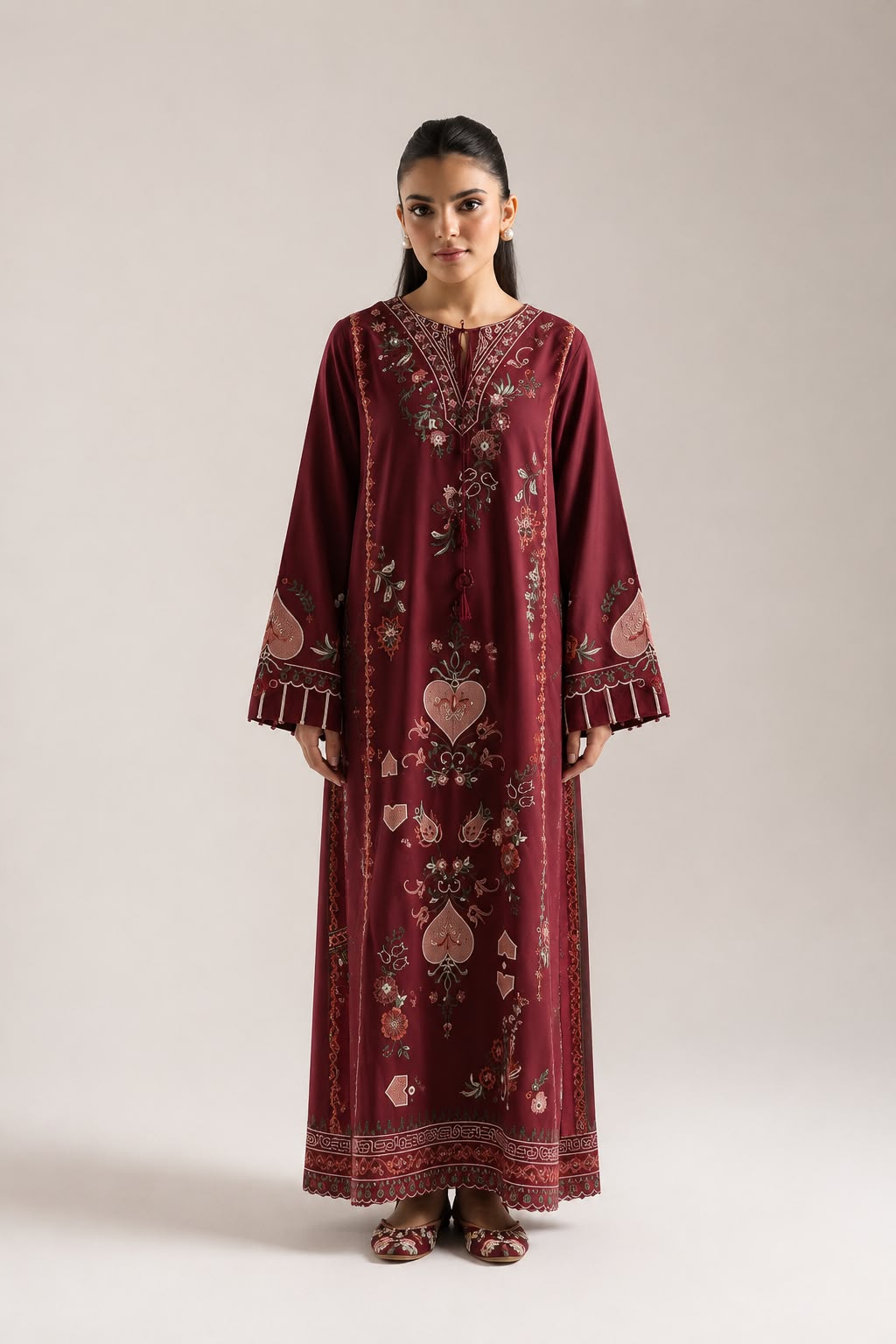 Floral Printed Crepe Kaftan Design 8