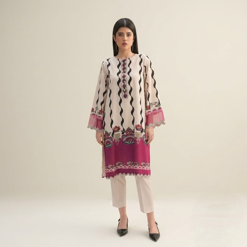 Women’s Printed Co-Ord Set – Elegant Floral Top & Wide-Leg Pants 2-Piece Outfit - Set 02